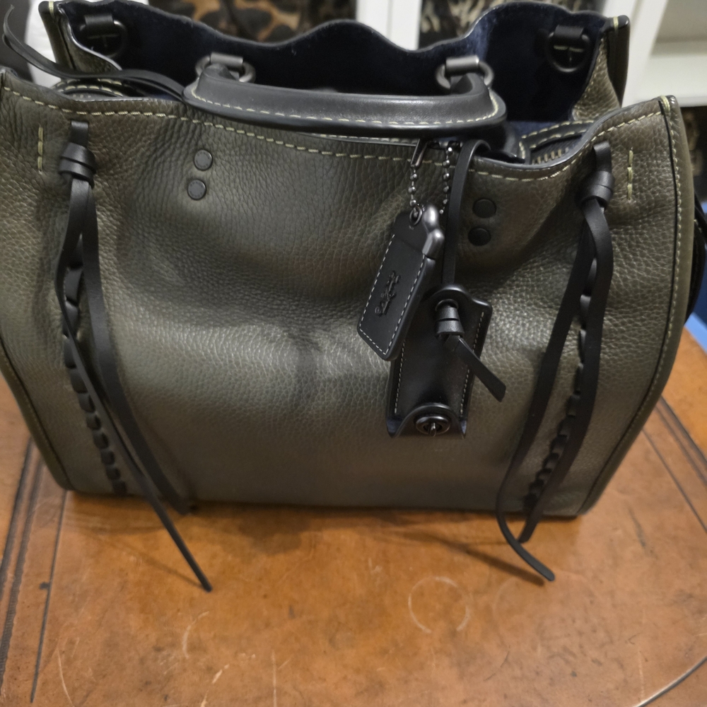 CUSTOM Coach 1941 Rogue 31 Satchel Glove Tanned Pebble Leather Olive Green NWOTi - Picture 2 of 8